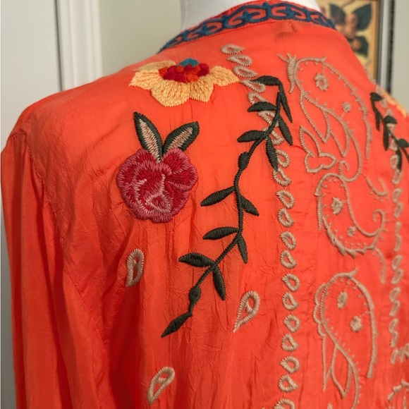 Johnny Was Orange Embroidered Blouse - Picture 6 of 11